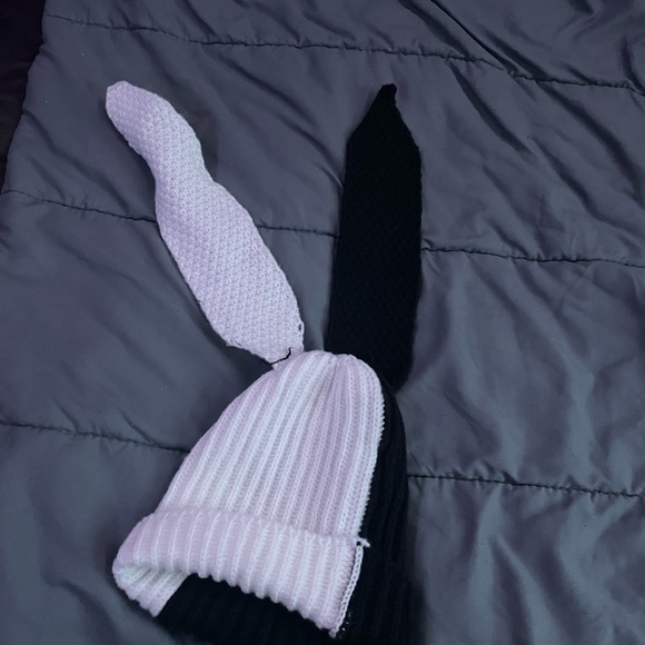Black and White Bunny Beanie - Picture 2 of 2